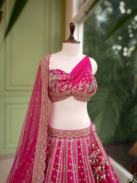 Ridhima Magenta Bridal Lehenga with Zari Sequin and Beads Work