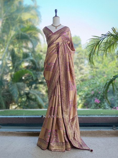 Dastaan-e-Ketan Wine Tissue Banarasi Silk Saree