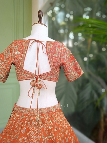 Levira Orange Zari Sequin Lehenga Set