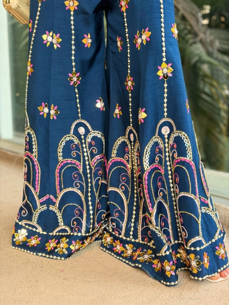 Nightfall Petal Crop Top Palazzo Set