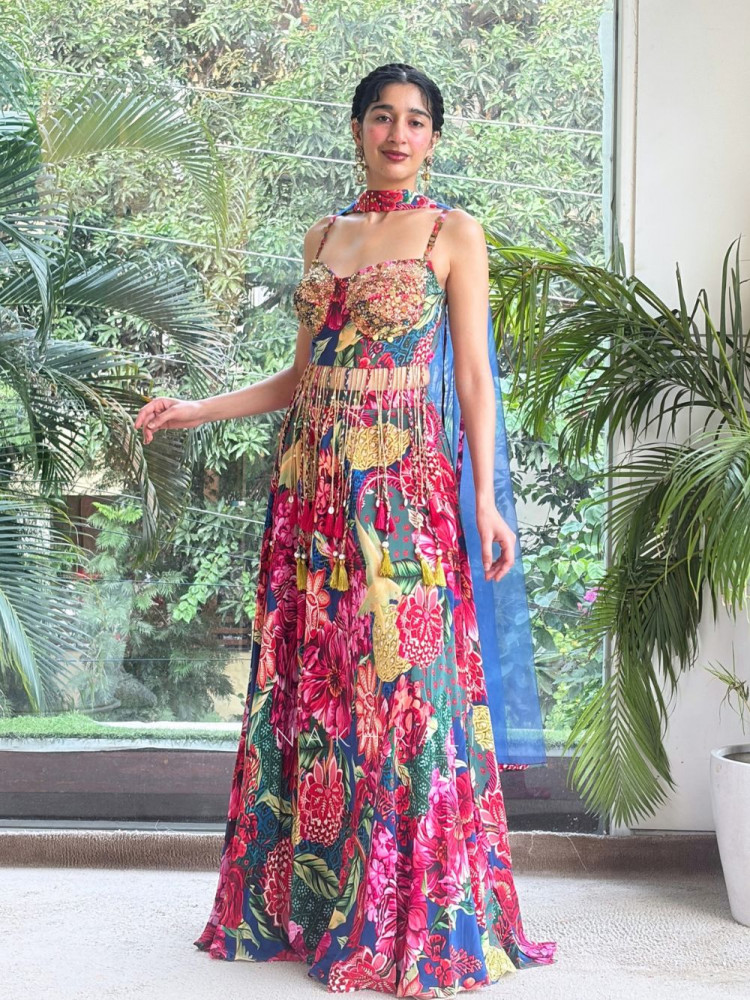 Image of Amazonia Royal Blue Indo-Western Palazzo Set