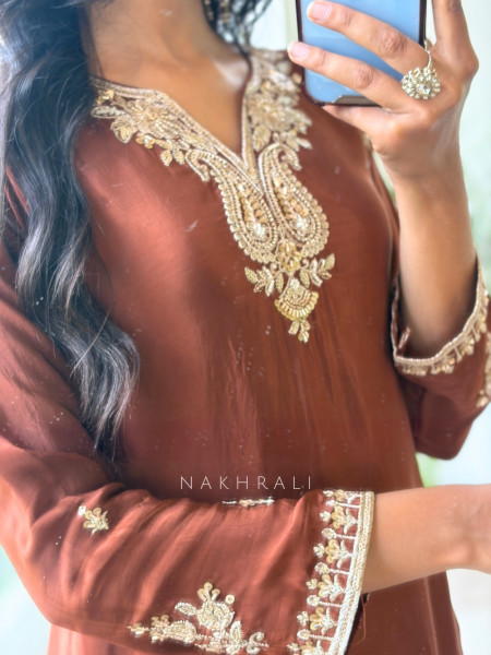 Mishrika Brown Palazzo Suit Set