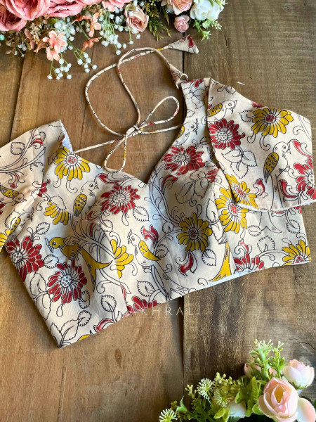 Chandani White Cotton Printed Blouse