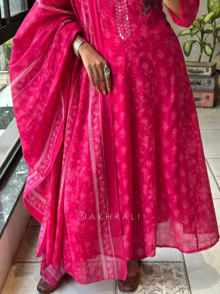 Ruhani Cotton Anarkali Set with Dupatta