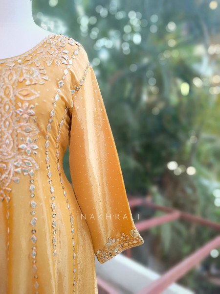 Kyra Cream Anarkali Suit Set with Gota Patti Work