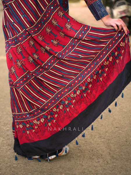 Neerja Red Modal Silk Printed Saree