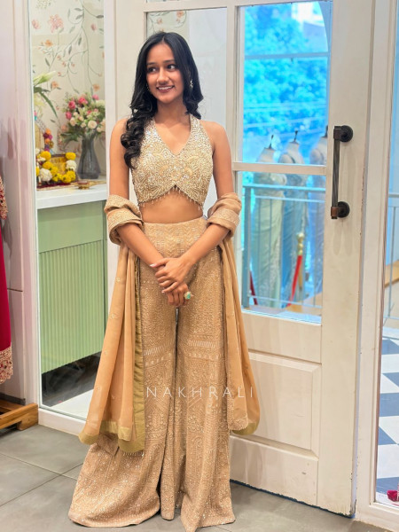 Aurelia Brown Embellished Indo-Western Set