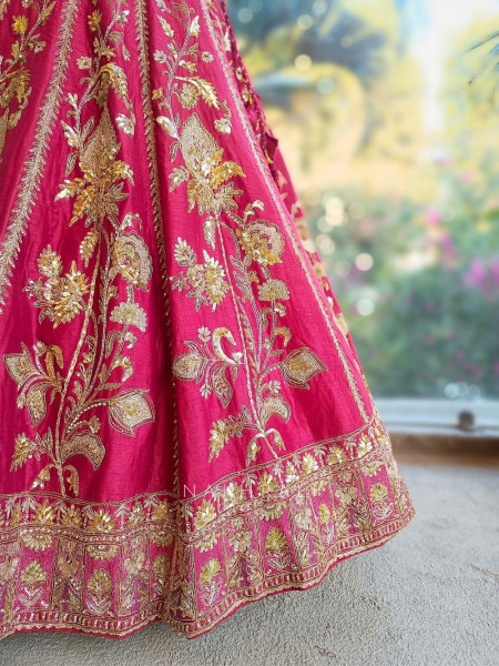 Svarika Red Zari Sequin Bridal Lehenga Set