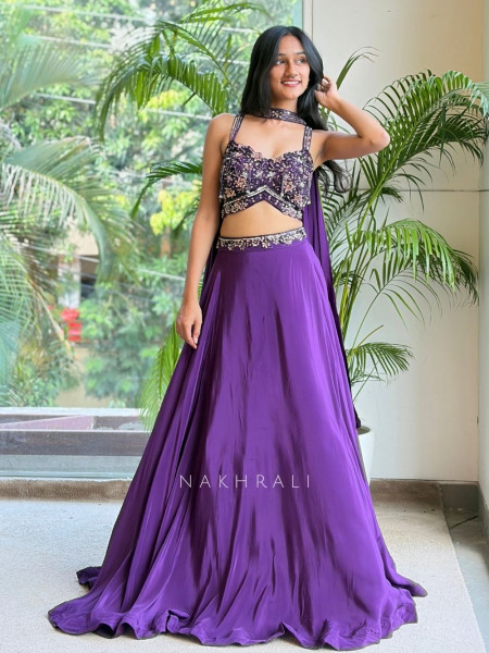 Tanirika Purple Lehenga Set With Cutdana & Sequin Work