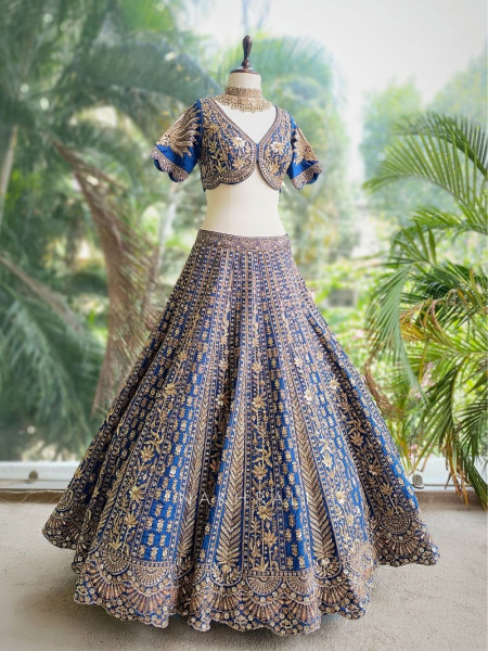 Samaira Blue Sequin and Zari Embroidered Lehenga