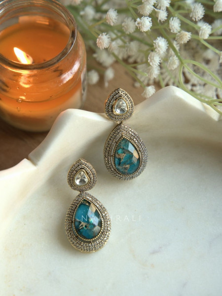 Elara Mosaic Blue Teardrop Earrings