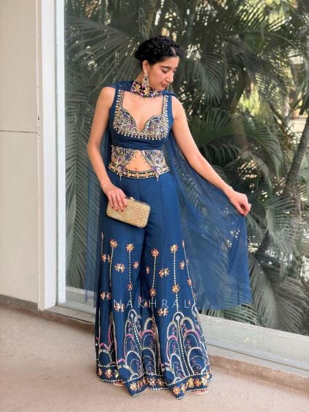 Nightfall Petal Crop Top Palazzo Set