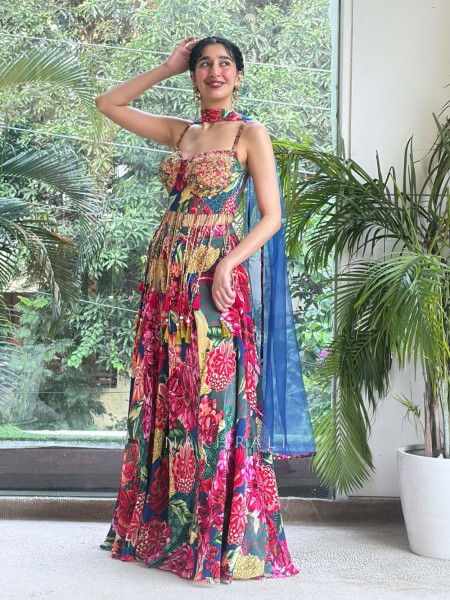 Amazonia Royal Blue Indo-Western Palazzo Set