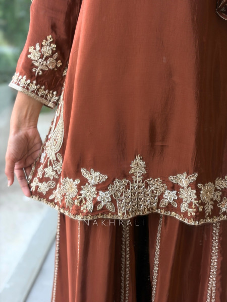 Mishrika Brown Palazzo Suit Set
