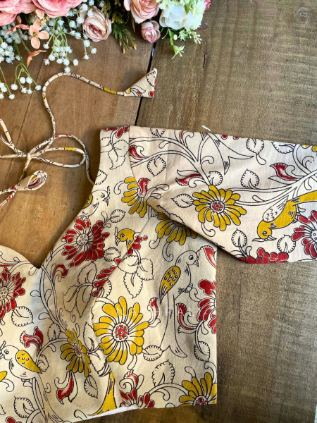 Chandani White Cotton Printed Blouse