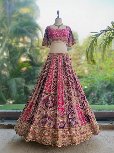 Malika Pink & Purple Modal Silk & Gaji Silk Lehenga