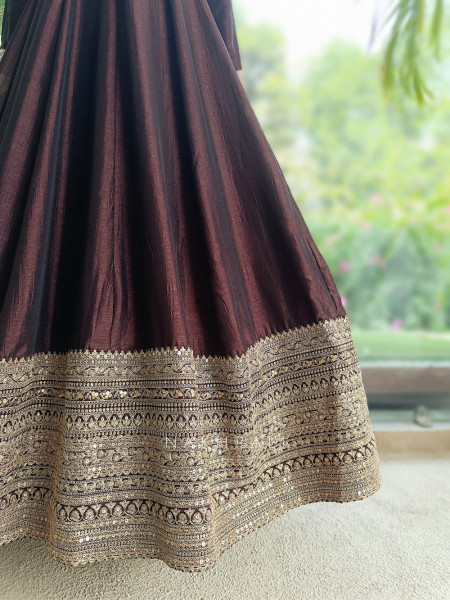 Nikhar  Royale Deep Brown Anarkali Suit Set