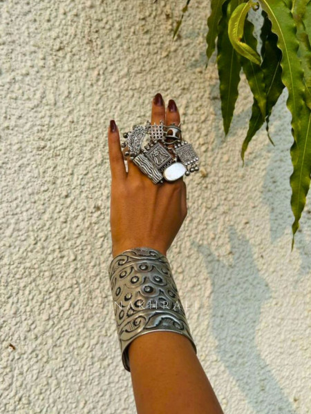 Heritage Carved Oxidised Statement Ring