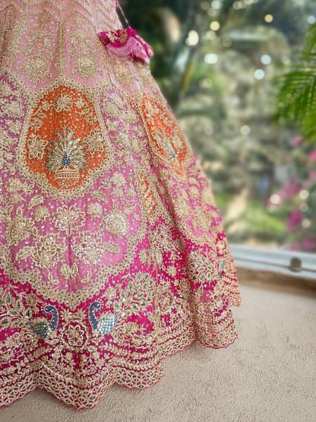 Rivara Pink Lehenga Set with Heavy Zari Sequin Work