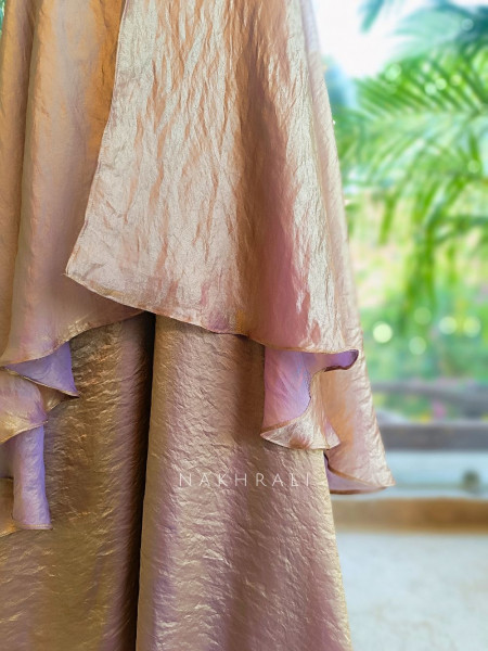 Grace Purple Indo Western Palazzo Set with Mirror Embroidered Top