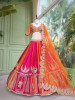 Nishika Rani Pink &amp; Orange Silk Satin Lehenga