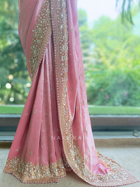 Lumessa Pink Saree with Running Blouse Piece