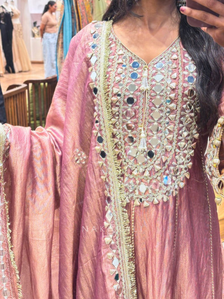 Amaya Mauve Tissue Dhoti Kurta Set with Mirror and Gota Patti Work