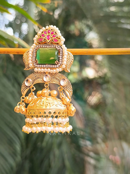 Rajwada Emerald Jhumkas