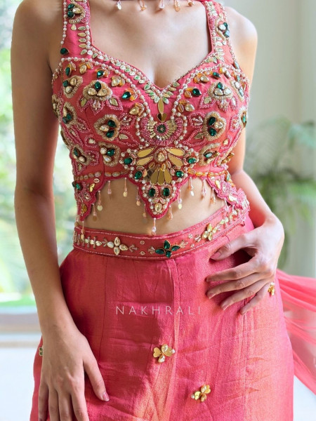 Pallavika Gajari Raw Silk Indo-Western Plazo Set