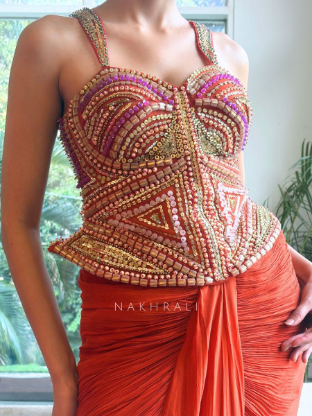 Siren of the Dunes Fusion Rust Crop Top Skirt Set