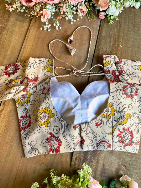 Chandani White Cotton Printed Blouse