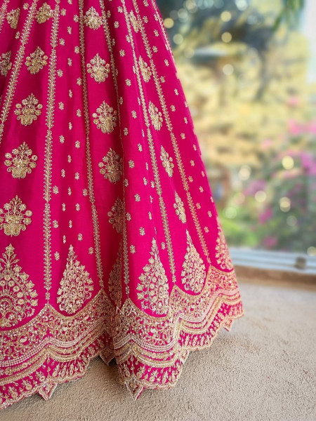 Eshika Magenta Bridal Lehenga Set with All Over Embroidery