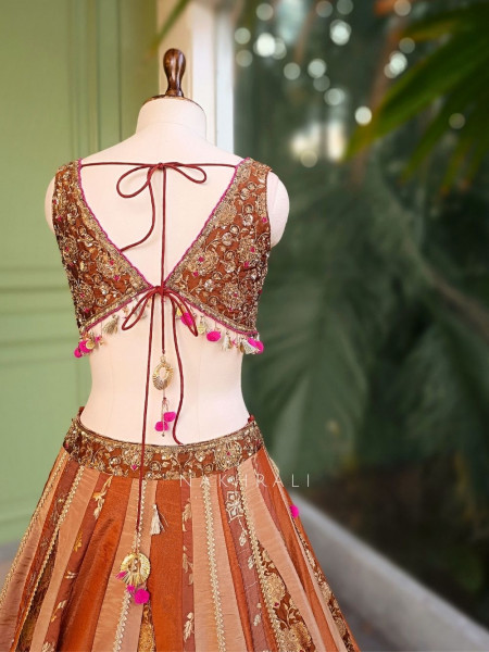 Zyrena Brown Lehenga Set with Zari and Sequin Work