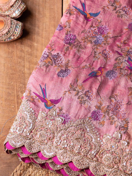Song of Meadows Pink Saree with Zari and Stone Embroidery