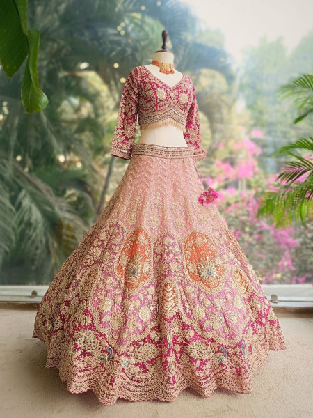 Rivara Pink Lehenga Set with Heavy Zari Sequin Work