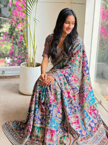 Vrishti Blue Saree with Sequin and Zari Work