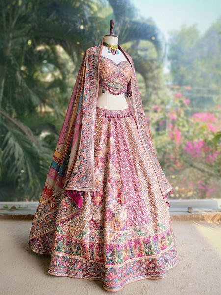 Arnika Pink Lehenga Set with Intricate Embroidery