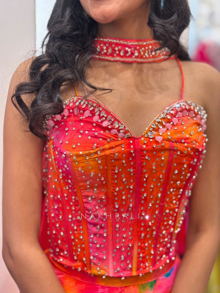 Zeva Multicolor Indo-Western Set with Stone & Bead Work