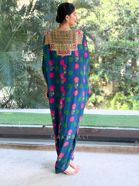 Boho-Chic Polka Kaftan Dhoti Set