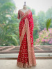 Tarangini Red Banarasi Silk Blend Saree with Readymade Blouse