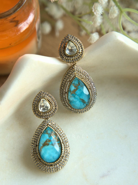 Elara Mosaic Azure Blue Teardrop Earrings