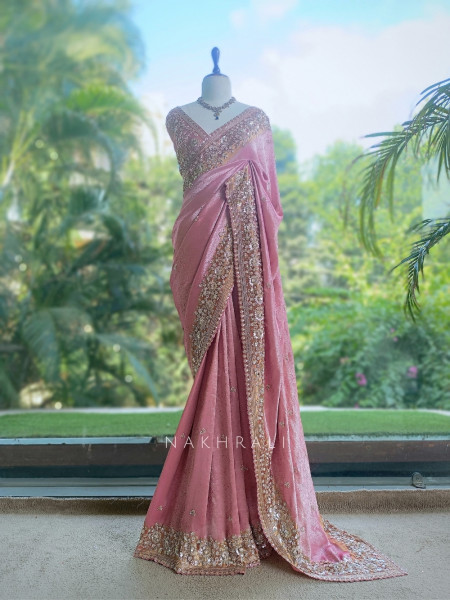 Lumessa Pink Saree with Running Blouse Piece