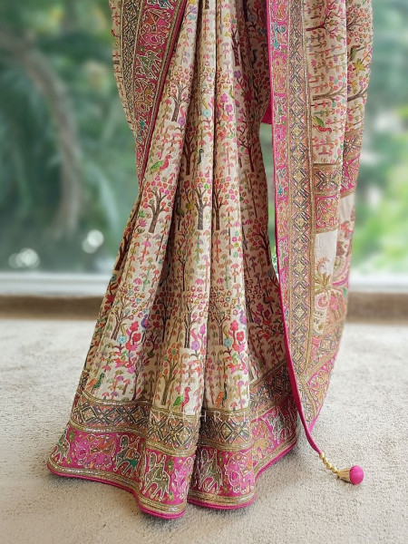 Kashi Vilas Cream Silk Saree with Zari Work