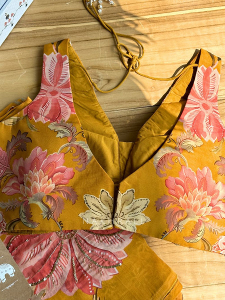 Dahlia Yellow Organza Saree with Sequin and Cut Dana Work