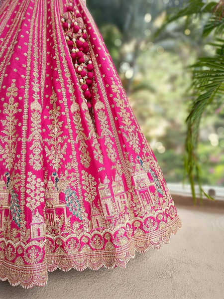 Ridhima Magenta Bridal Lehenga with Zari Sequin and Beads Work