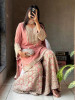 Aarunya Peach Georgette Palazzo Kurta Set with Zari Sequin Work