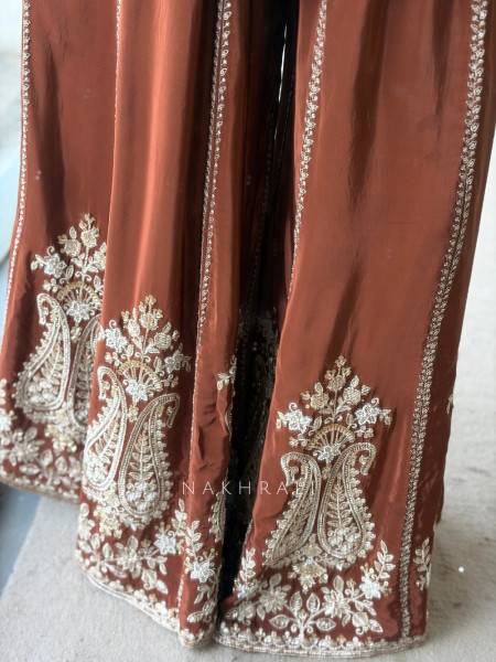 Mishrika Brown Palazzo Suit Set