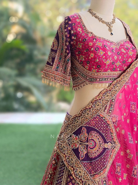 Malika Pink & Purple Modal Silk & Gaji Silk Lehenga