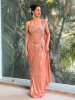 Noir Diva Peach Drape Saree with Sequin and Cut Dana Work