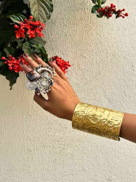 Heritage Carved Oxidised Statement Ring